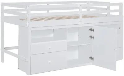 Merax Loft Bed with 4 Drawers