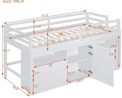 Merax Loft Bed with 4 Drawers