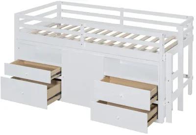 Merax Loft Bed with 4 Drawers