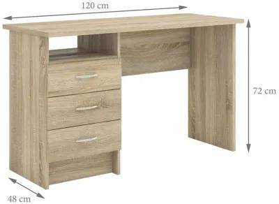 Tvilum Whitman Desk with 3 Drawers, Oak Structure