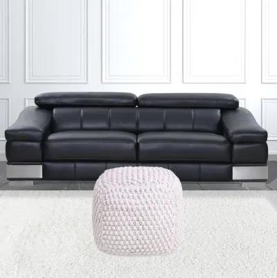 Homezia 18" White Cube Pouf Ottoman