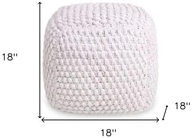 Homezia 18" White Cube Pouf Ottoman