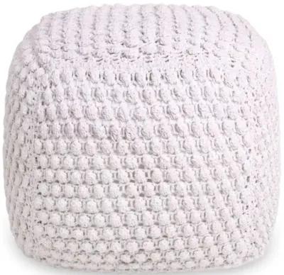 Homezia 18" White Cube Pouf Ottoman