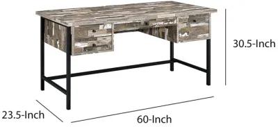 Rustic Style Wooden Writing Desk with Drawers-Benzara