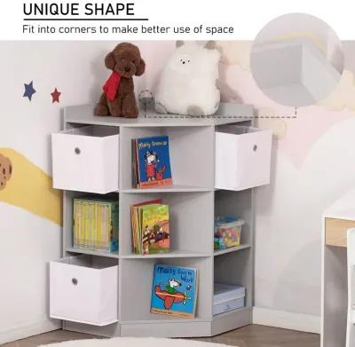 Gray Kids' Dresser: Wooden Cabinet with Drawer and Bookshelf