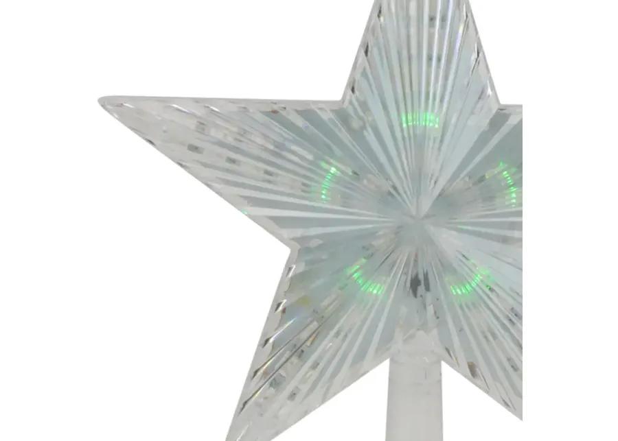 9" Pre-Lit Clear Crystal Star Christmas Tree Topper - Multicolor LED Lights