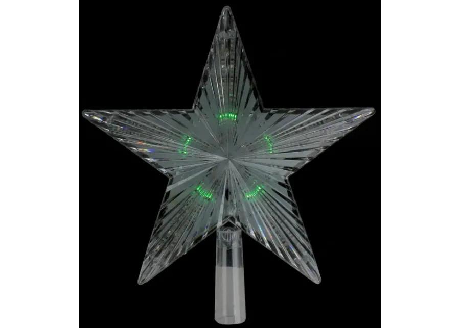 9" Pre-Lit Clear Crystal Star Christmas Tree Topper - Multicolor LED Lights