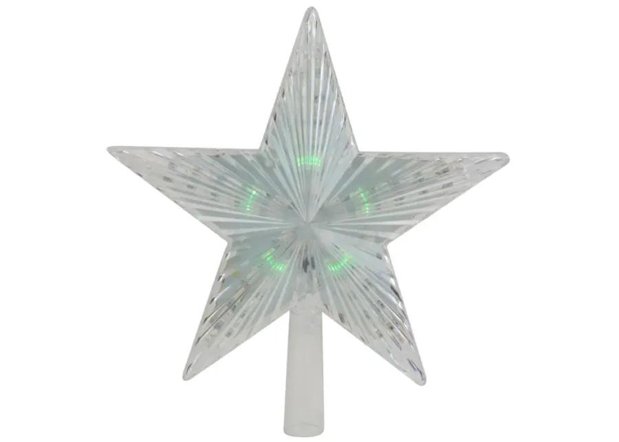 9" Pre-Lit Clear Crystal Star Christmas Tree Topper - Multicolor LED Lights