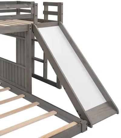 Merax Playhouse Bunk Bed with Slide