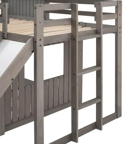 Merax Playhouse Bunk Bed with Slide