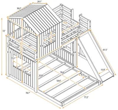 Merax Playhouse Bunk Bed with Slide