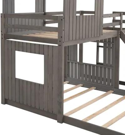 Merax Playhouse Bunk Bed with Slide