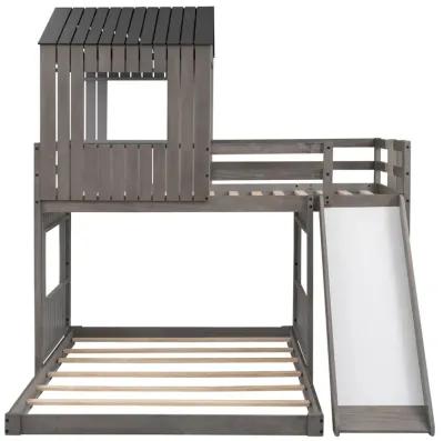 Merax Playhouse Bunk Bed with Slide