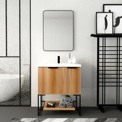 30 Inch Freestanding Bathroom Vanity With Resin Basin, 30x18