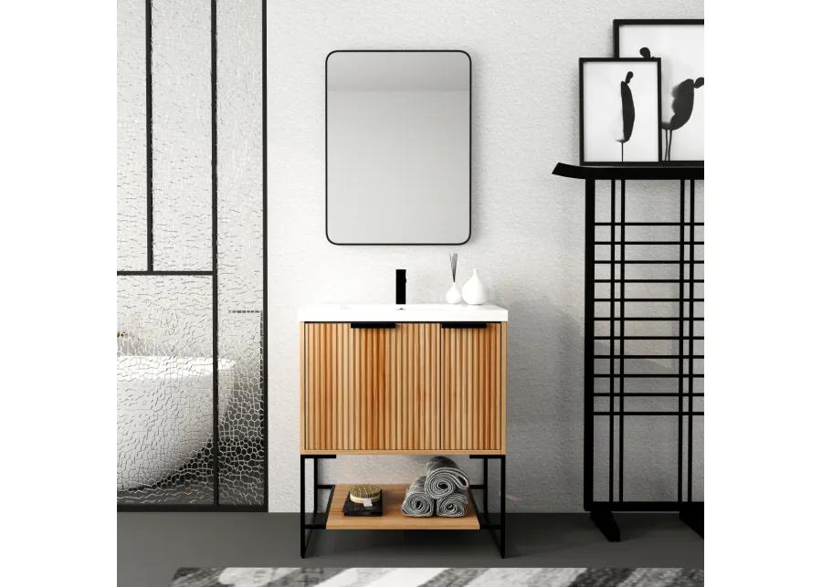 30 Inch Freestanding Bathroom Vanity With Resin Basin, 30x18