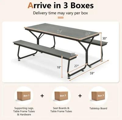 6 Feet Outdoor Picnic Table Bench Set for 6-8 People