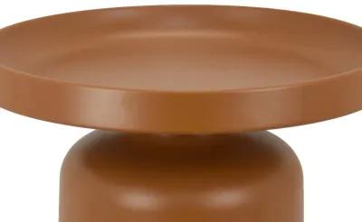 Ricca Plant Stand Table, Brown Metal, Round 19 Inch Top, Pedestal Base - Benzara