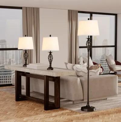 Triple Reading Living Room Lighting Collection w/Circle Frame and Vintage Design