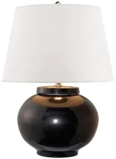 Carter Small Table Lamp in Black Porcelain with White Paper Shade