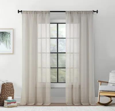 THD Zoey Faux Linen Textured Semi Sheer Privacy Sun Light Filtering Transparent Window Rod Pocket Thick Curtains Drapery Panels for Bedroom & Living Room, 2 Panels