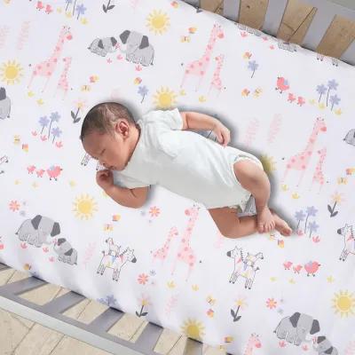 Lambs & Ivy Jazzy Jungle 3-Piece Safari Animals Pink Baby Crib Bedding Set