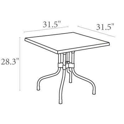 31" Red and Silver Patio Square Folding Dining Table