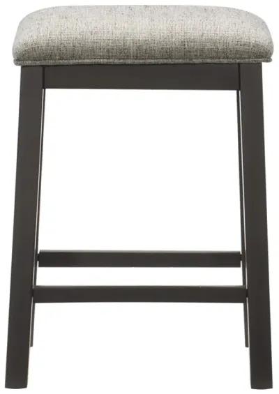 Modern Aesthetic Set Of 2 Counter Height Stool Gunmetal-Gray Finish Wood Fabric Covered Padded Seat