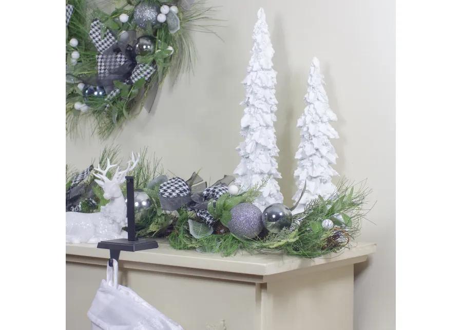 6' x 12" White Berries and Plaid Bows Artificial Christmas Garland - Unlit