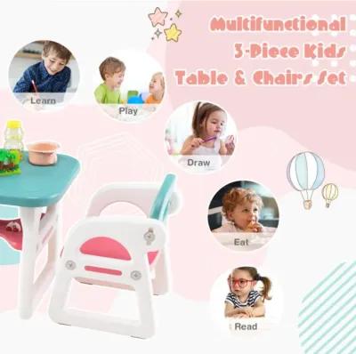 Hivvago Kids Table and Chair Set with Building Blocks