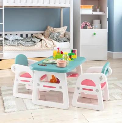 Hivvago Kids Table and Chair Set with Building Blocks