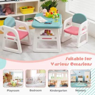 Hivvago Kids Table and Chair Set with Building Blocks