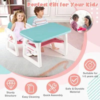 Hivvago Kids Table and Chair Set with Building Blocks