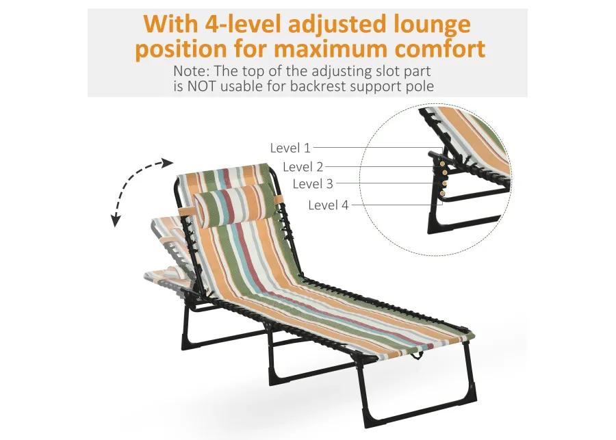 Colored Sun Lounger: Folding Chaise with 4-Position Backrest for Patio, Deck