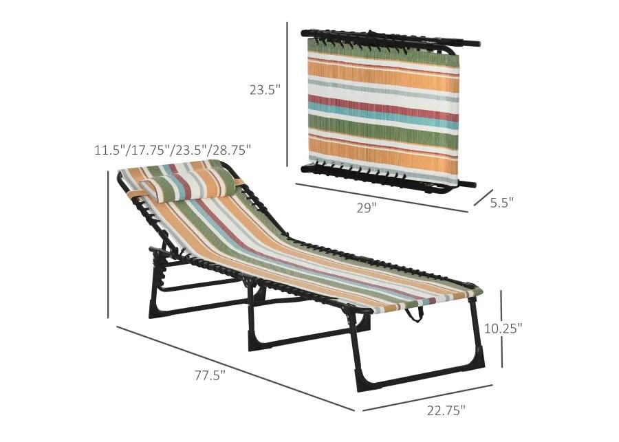 Colored Sun Lounger: Folding Chaise with 4-Position Backrest for Patio, Deck