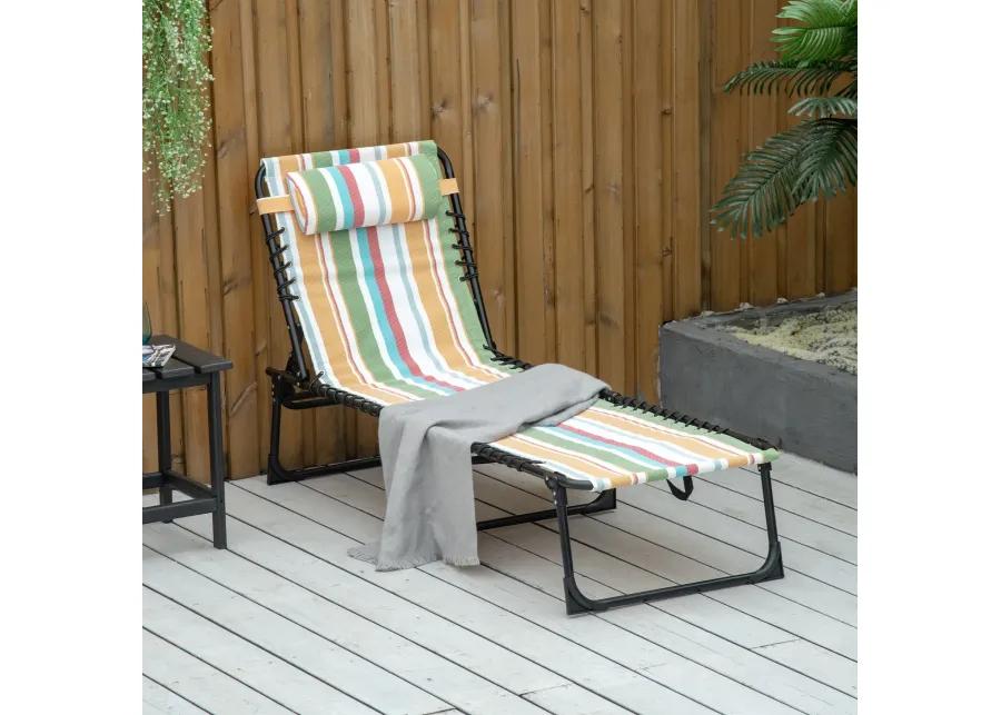 Colored Sun Lounger: Folding Chaise with 4-Position Backrest for Patio, Deck