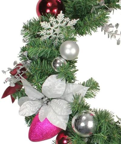 Poinsettia and Eucalyptus Artificial Christmas Wreath - 24-Inch  Unlit