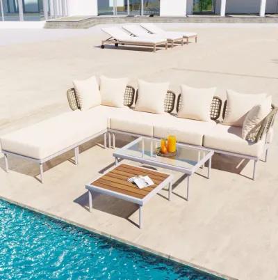 Merax Multifunctional 8 Pieces Patio Sectional Sofa Set