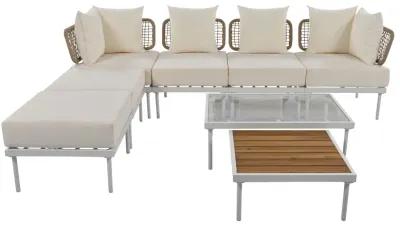 Merax Multifunctional 8 Pieces Patio Sectional Sofa Set