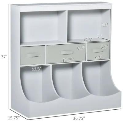 Grey Kids' Organizer: Freestanding Cabinet with Bookshelf and Drawers