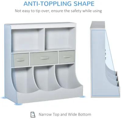 Grey Kids' Organizer: Freestanding Cabinet with Bookshelf and Drawers