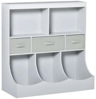 Grey Kids' Organizer: Freestanding Cabinet with Bookshelf and Drawers