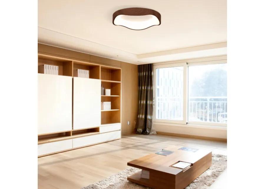 Hivvago 24W Modern LED Mount Ceiling Light with Wood Pattern and Metal Frame