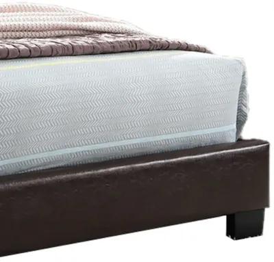 Transitional Style Leatherette Queen Bed with Padded Headboard, Dark Brown-Benzara