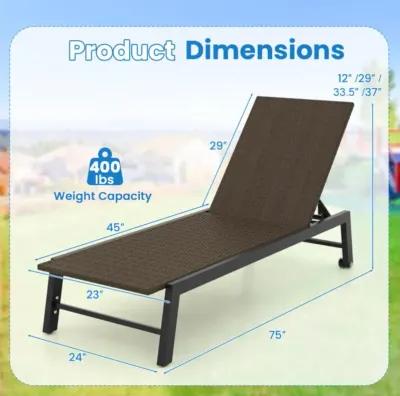 Hivvago PE Wicker Patio Chaise Lounge Chair with Wheels for Poolside Backyard and Deck