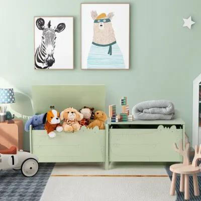 Wooden Kids Toy Box with Safety Hinge-Green