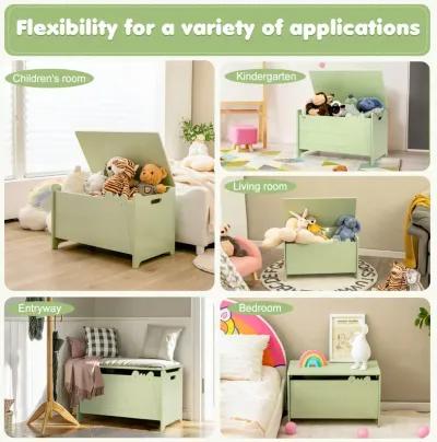 Wooden Kids Toy Box with Safety Hinge-Green