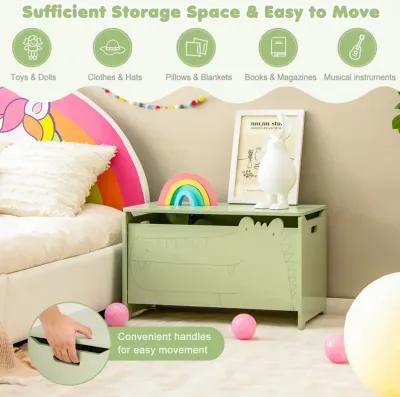 Wooden Kids Toy Box with Safety Hinge-Green