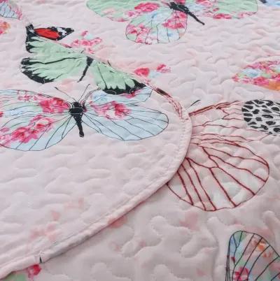 MarCielo Kids Butterfly Quilt Bedspread Set For Teens Girls Boys.