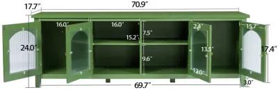 Stylish 71-Inch TV Stand with Antique Green Glass Door