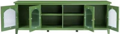 Stylish 71-Inch TV Stand with Antique Green Glass Door